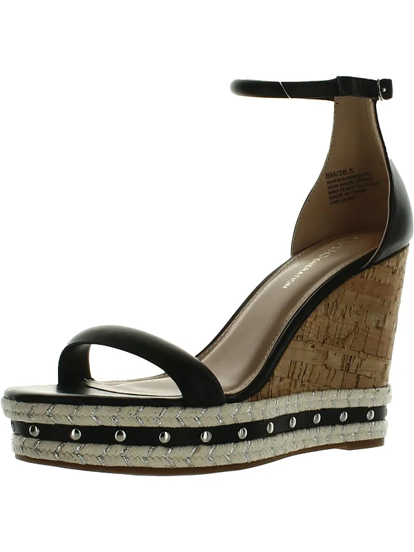 Narida Womens Faux Leather Platform Espadrilles