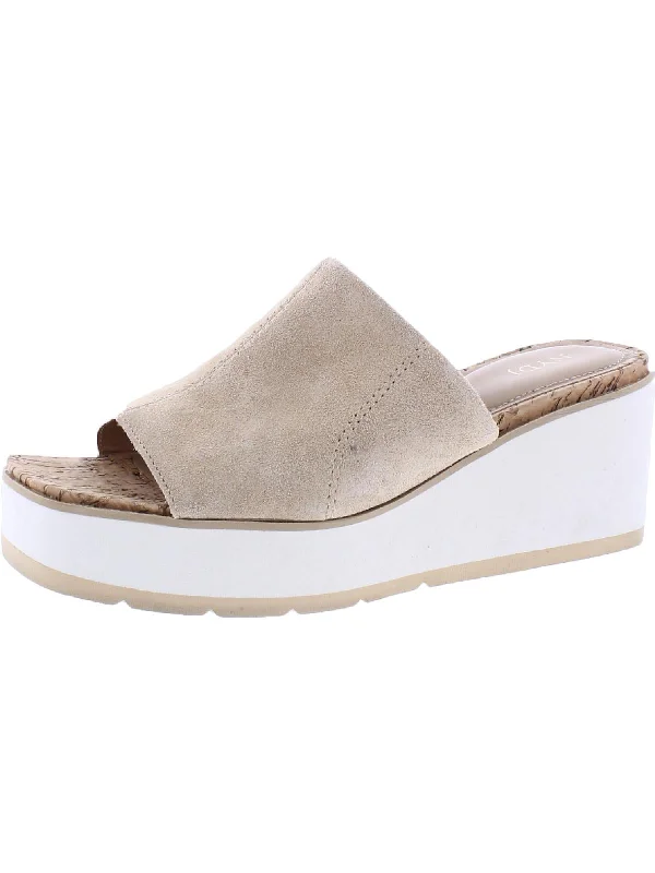 Rysa Womens Suede Slip On Wedge Sandals