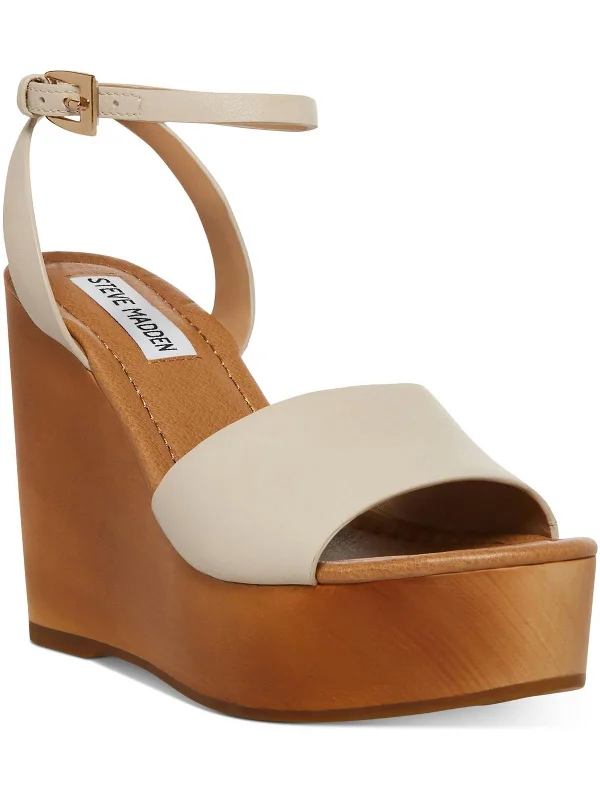 Welsh Womens Leather Buckle Wedge Heels