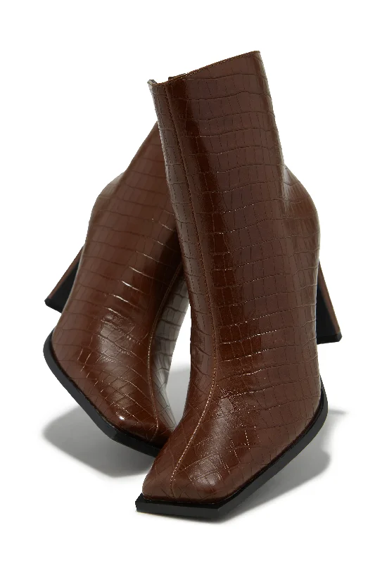 Laylah Ankle Boots - Brown Croc