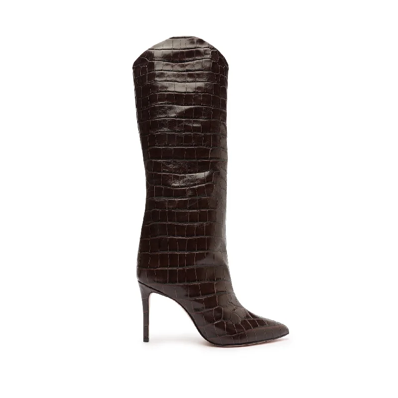 Maryana Crocodile-Embossed Leather Boot