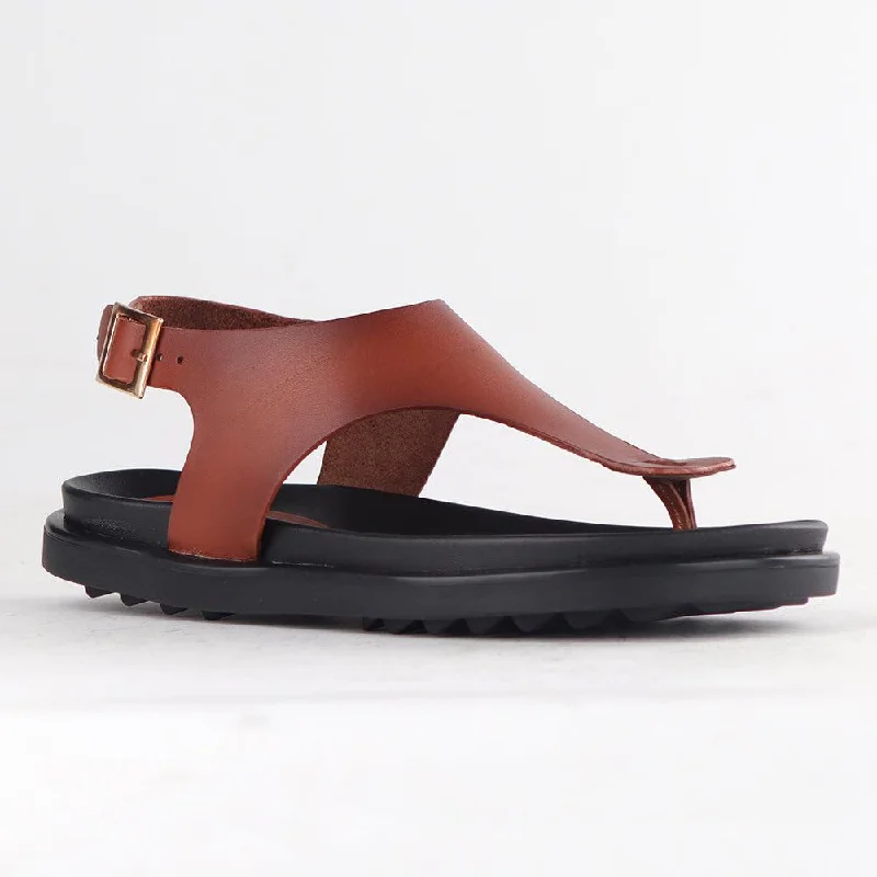 Froggie Tessa Leather Comfort Sandals - Cognac