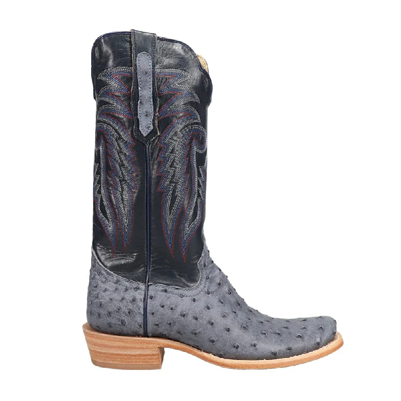 Full Quill Ostrich Embroidered Square Toe Cowboy Boots