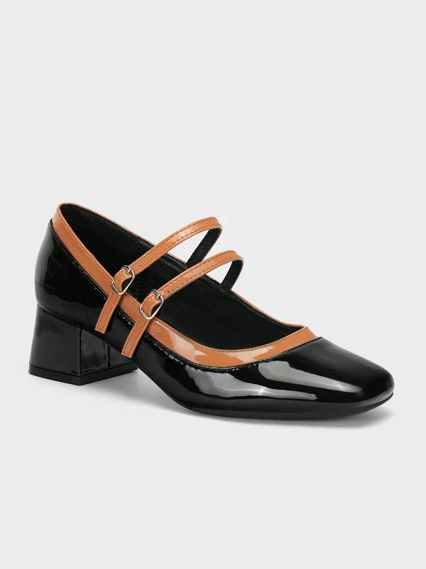 Women's "HOTEP" Dual Strap Block Heel Courts