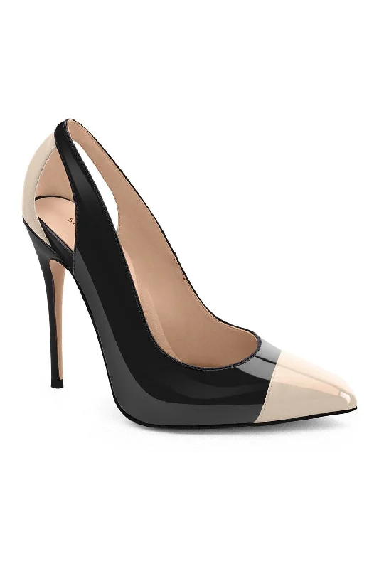 Cut Out Designed Pointed Toe Spectator Pump