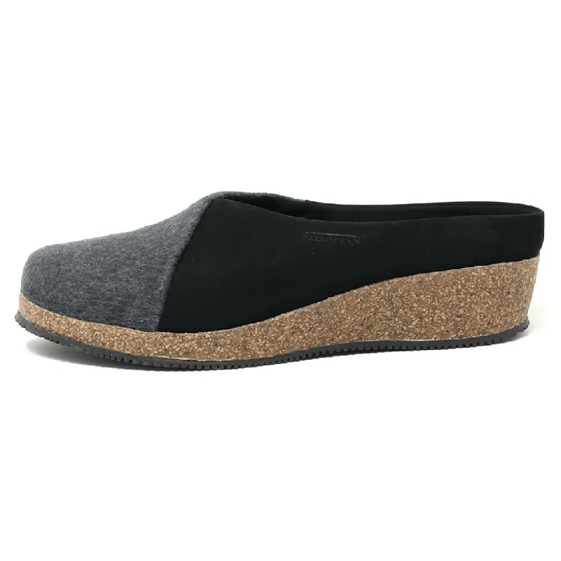 Women's 'Elsa' Wedge Mule in Stretch Felt & Nubuck