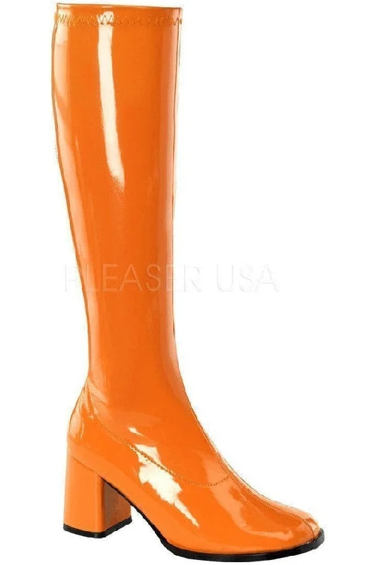 GOGO-300 Go Go Boot | Orange Patent