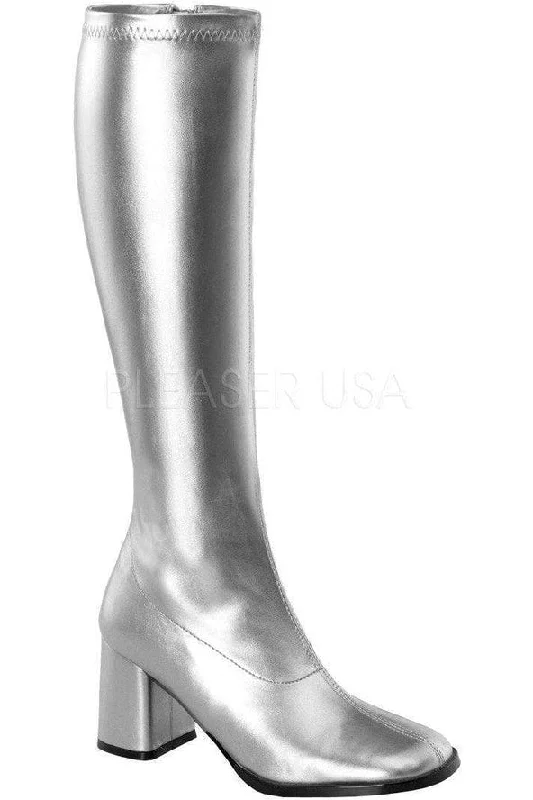 GOGO-300 Go Go Boot | Silver Faux Leather