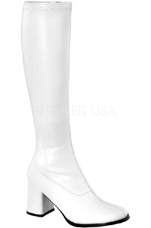 GOGO-300 Go Go Boot | White Faux Leather