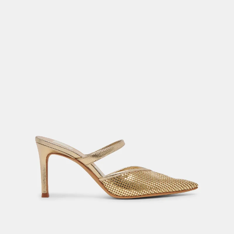 KANIKA MESH HEELS GOLD METALLIC MESH