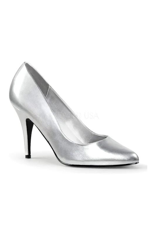 VANITY-420 Pump  | Silver Faux Leather