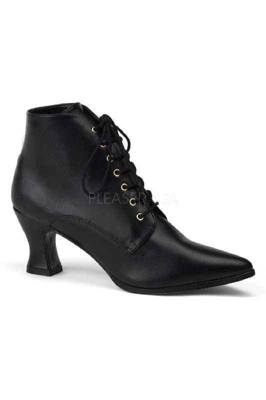 VICTORIAN-35 Ankle Boot | Black Faux Leather